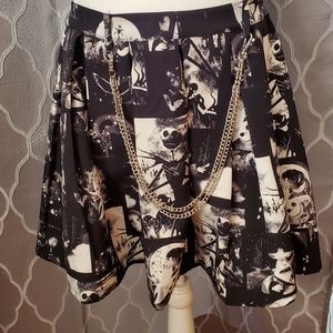 Nightmare Before Christmas Black & White Pleated Skirt